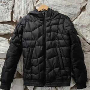 Patagonia Goose Down Puffer Black Jacket Cuffed Sleeve Quilted Women's Size S/M.